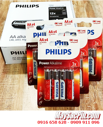 COMBO mua 01hộp 12vỉ 4viên (=48viên) Pin Philips LR6P4B/97 Power Alkaline AA 1.5v _Giá chỉ 445.000/Hộp